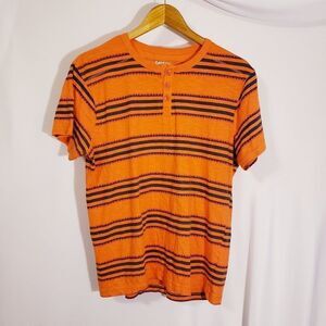 Carbon men's medium orange T-shirt with stripes